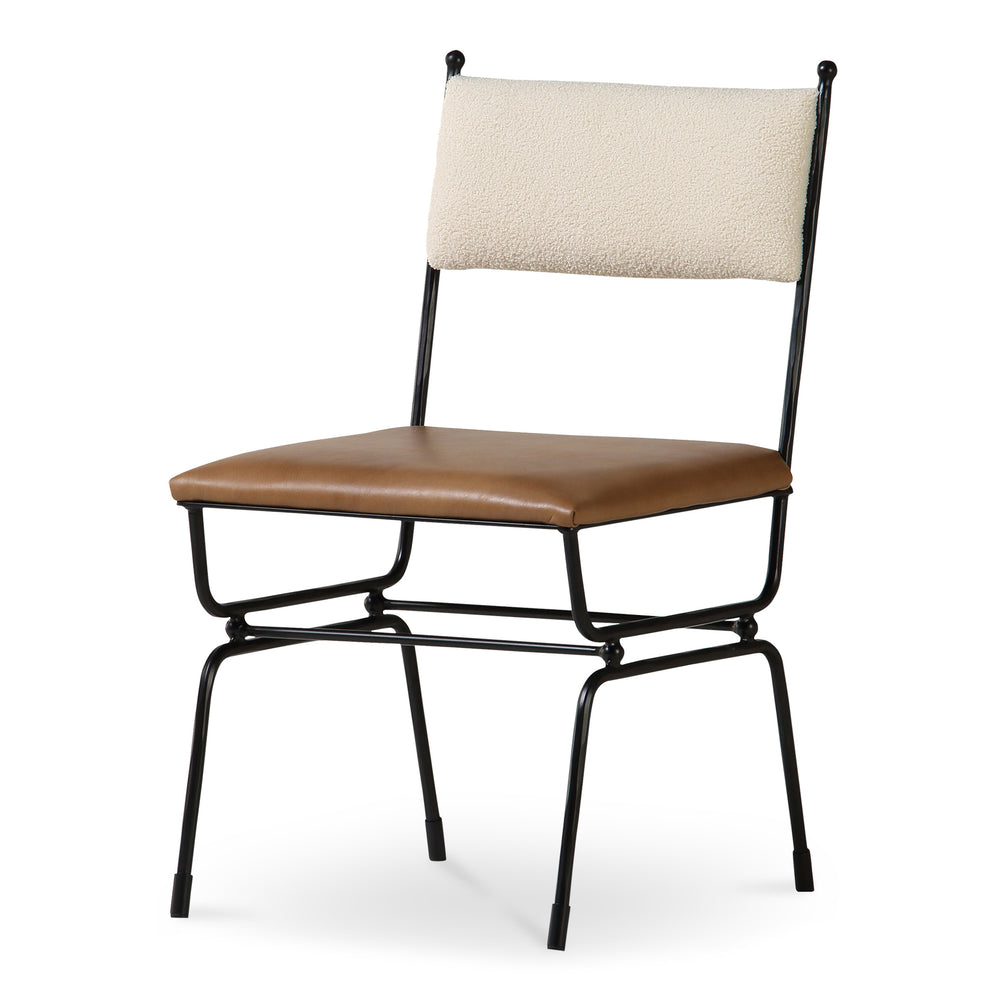 Moe's Posta Dining Chair in Brown Leather & Fabric