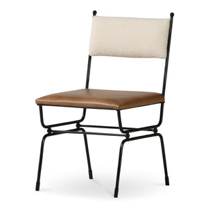 Moe's Posta Dining Chair in Brown Leather & Fabric