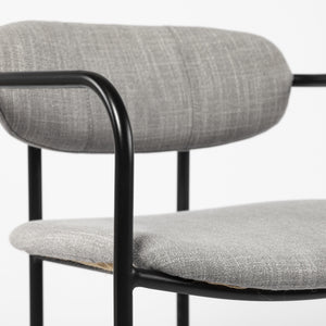 Parker Gray Fabric Seat Black Metal Dining Chair