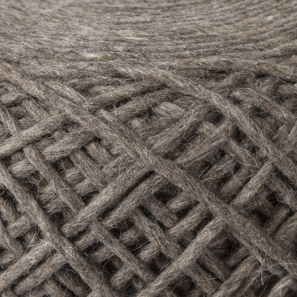 Allium Dark Brown Handwoven Wool Cylindrical Pouf