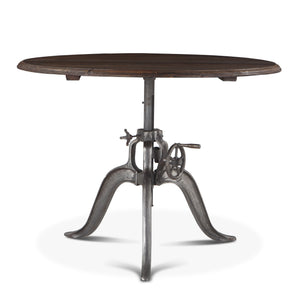 Industrial Loft 48-Inch Adjustable Crank Round Table with Reclaimed Teak Top