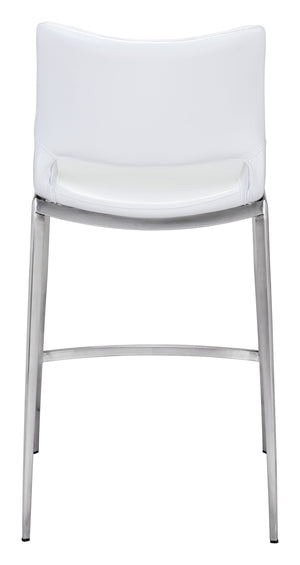 Ace Counter Stool (Set of 2) White & Silver