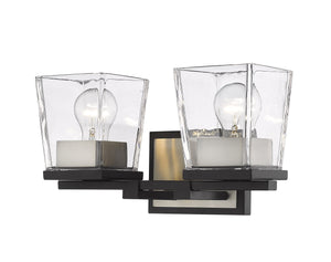 Bleeker Street 2 Light Vanity in Matte Black + Brushed Nickel Finish