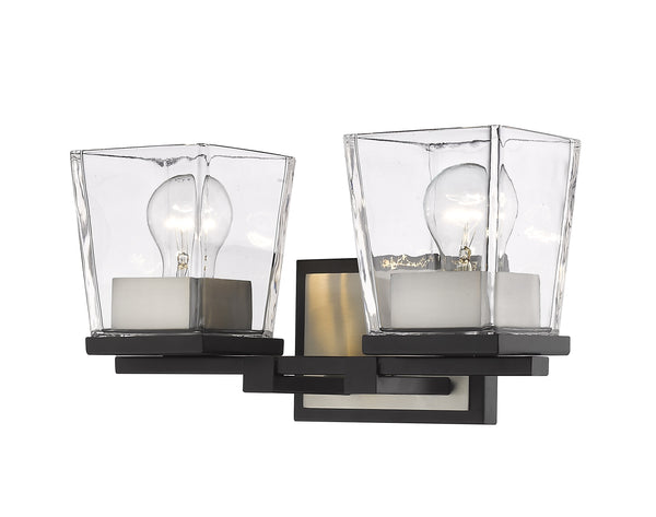 Bleeker Street 2 Light Vanity in Matte Black + Brushed Nickel Finish