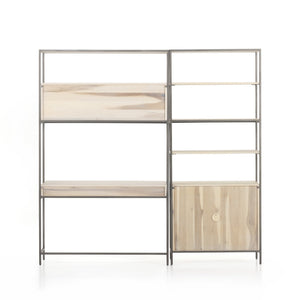 Trey Modular Wall Desk W/ 1 Bookcase - Dove Poplar
