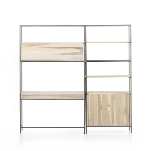 Trey Modular Wall Desk W/ 1 Bookcase - Dove Poplar