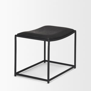 Taniel Black Leather w/ Black Metal Stool