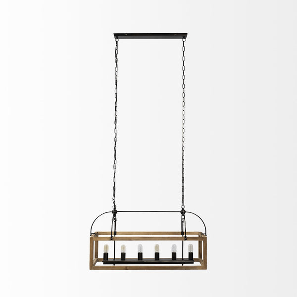 Josie (42"x14.5"x20") Natural Wood Chassis Six Light Chandelier