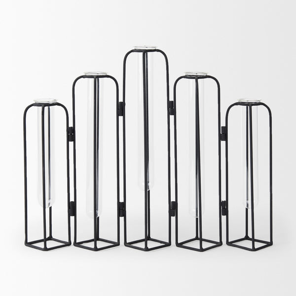 Mila 13.4L x 2.5W x 11.0H Metal and Glass Decorative Accent