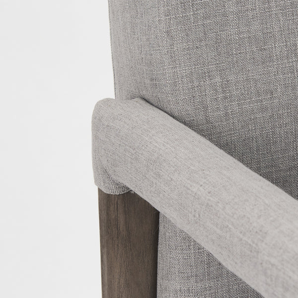 Palisades Grey Fabric Wrap Brown Wooden Frame Dining Chair