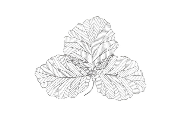 Tri Leaf Wall Art, Smallall, Metal, Silver/Black