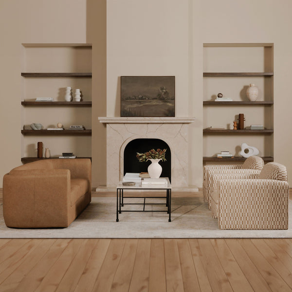 Leo Accent Chair in Taupe with Geometric Pattern