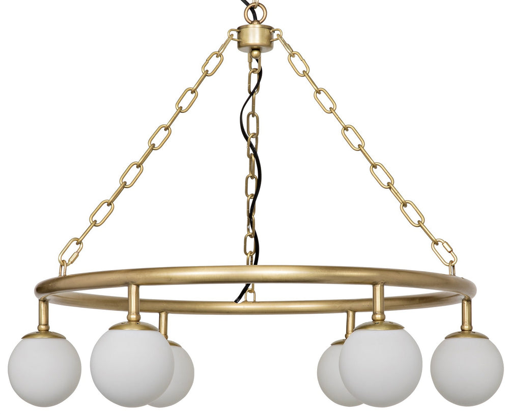 Modena Chandelier, Small, Metal with Brass Finish