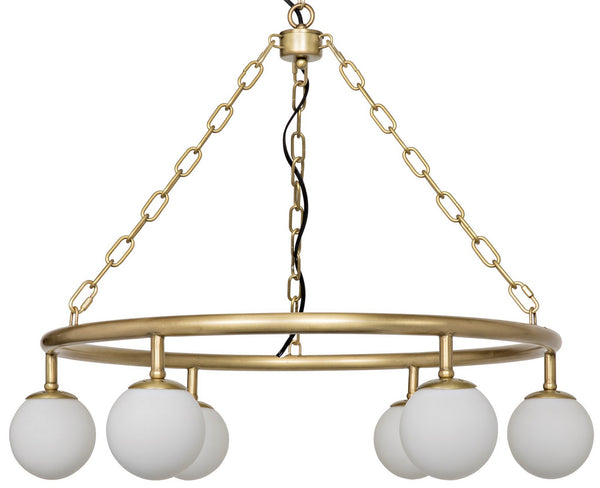 Modena Chandelier, Small, Metal with Brass Finish
