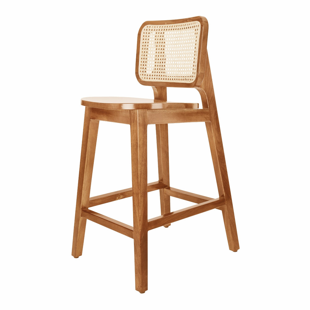 Maury Wood Counter Stool w/ Rattan, Natural