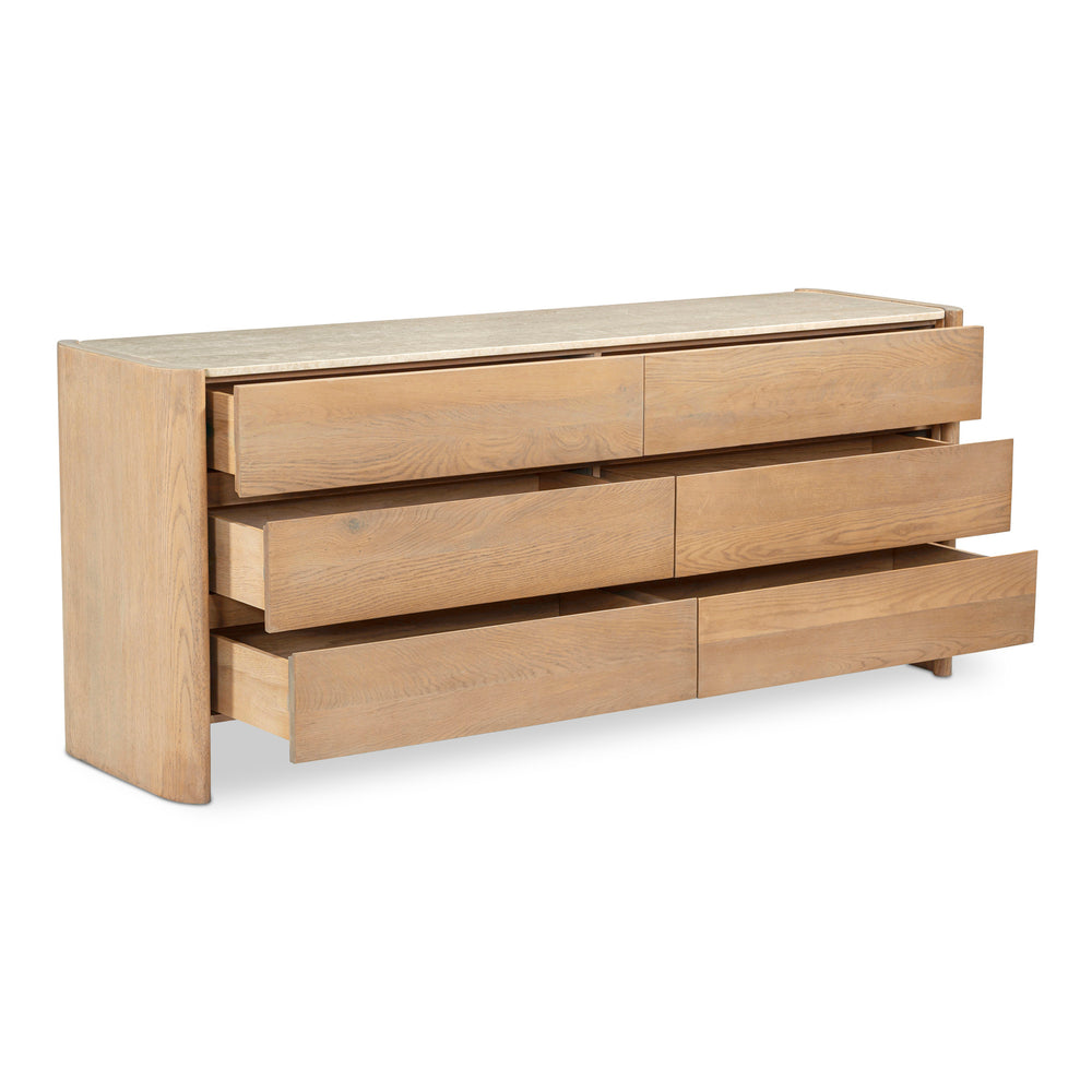 Lane 6 Drawer Dresser with Marble Top