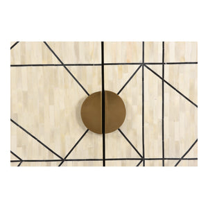 Moe's Shaws Cabinet Cream and Black Wood & Bone