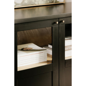 Moe's Hannah Black Sideboard with Glass Panels