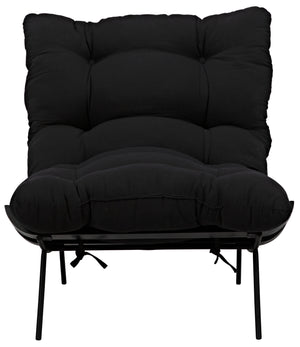 Hanzo Sungkai/Mindi Chair with Industrial Steel Legs in Charcoal Black Cotton