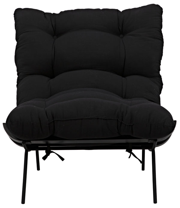 Hanzo Sungkai/Mindi Chair with Industrial Steel Legs in Charcoal Black Cotton