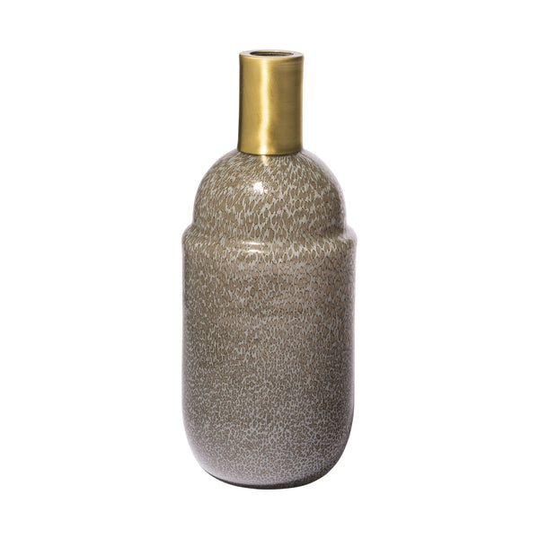 Toba II Tall Brown/Gold Spotted Gourd Style Vase
