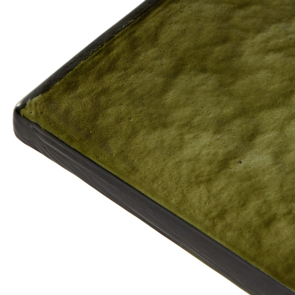 Zevon End Table In Moss Cast Glass