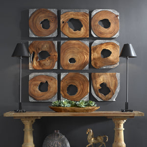 Jungle Wood Paneled Wall Art, Set/9