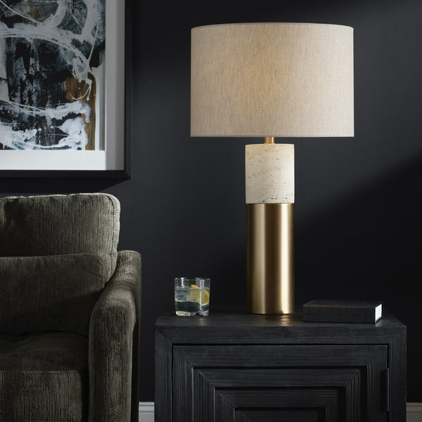 Gravitas Elegant Brass & Stone Lamp