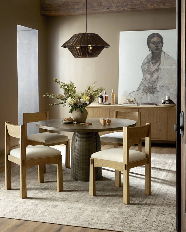 Mccarthy Pendant In Brown Rattan And Antiqued Iron