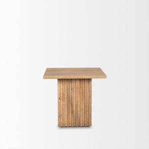 June Light Brown Wood w/ Fluting Square Side Table
