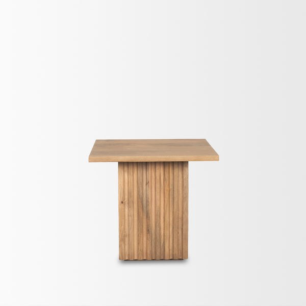 June Light Brown Wood w/ Fluting Square Side Table