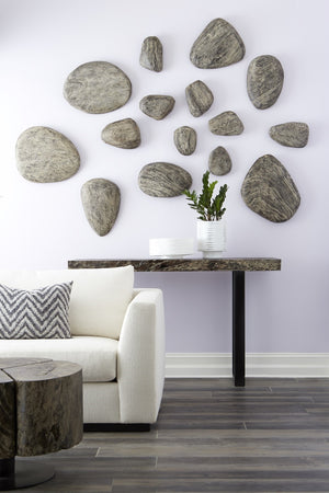 Clover Coffee Table, Chamcha Wood, Grey Stone