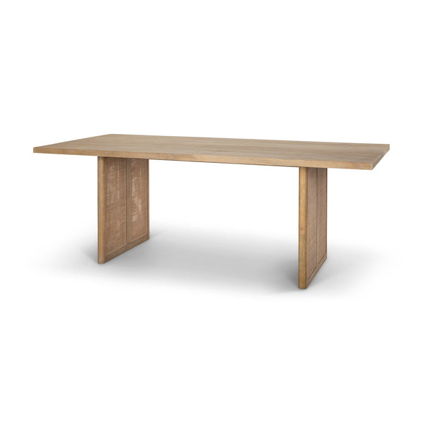 Grier 84L Light Brown Wood w/ Cane Dining Table