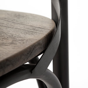Etienne I Brown Solid Wood Seat Grey Iron Frame Dining Chair
