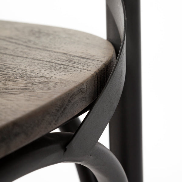 Etienne I Brown Solid Wood Seat Grey Iron Frame Dining Chair