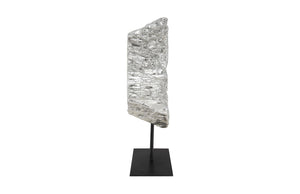 Cast Eroded Wood Circle on Stand, Silver Leaf, Assorted