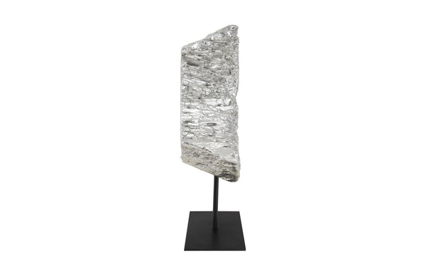 Cast Eroded Wood Circle on Stand, Silver Leaf, Assorted