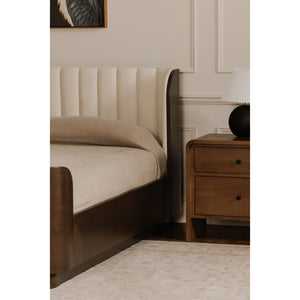 Moe's Scarlette Queen Bed in Cream Upholstery