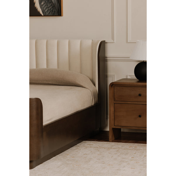 Moe's Scarlette Queen Bed in Cream Upholstery
