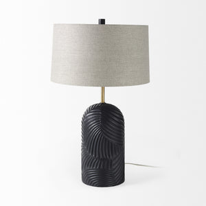 Quinn 18.0L x 18.0W x 28.8H Navy Base W/Beige Fabric Shade Table Lamp