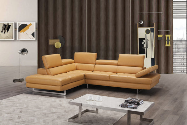 Eliza Italian Leather Sectional Freesia In Left Hand Facing