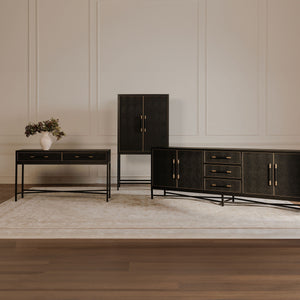 Moe's Mako Sideboard Large Black with Gold Detailing