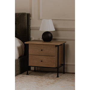 Rene Nightstand in Brown with Iron Legs