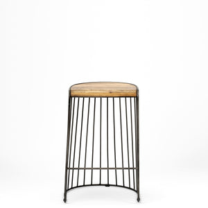 Seagram 25.6" Seat Height Brown Wood Seat Black Metal Frame Stool
