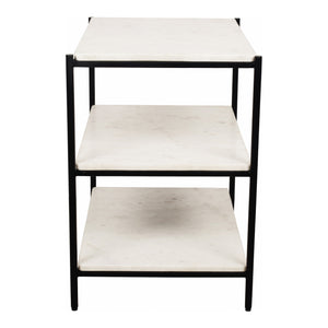 Trine White Marble & Iron Nightstand