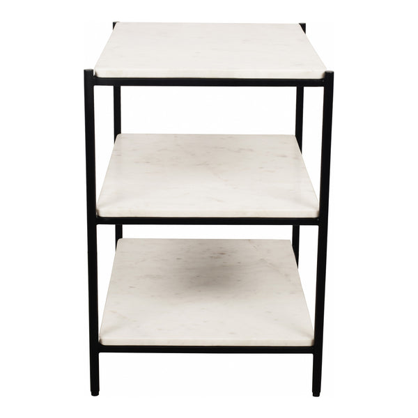 Trine White Marble & Iron Nightstand