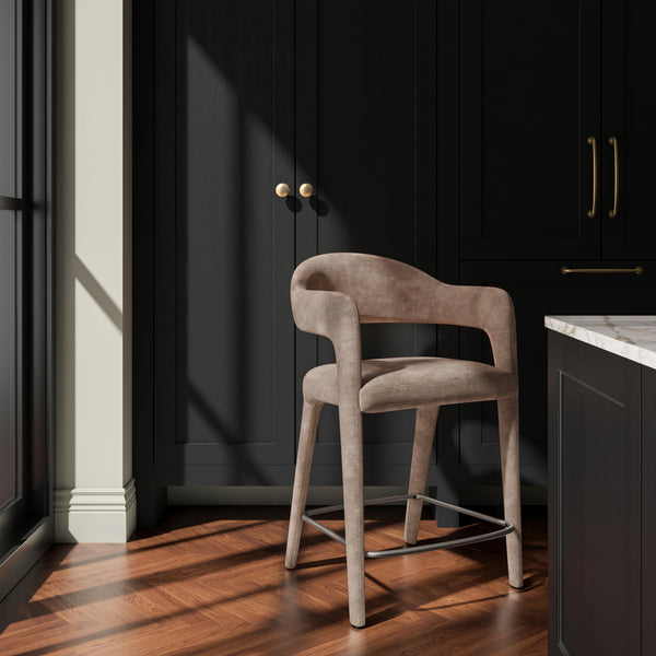 Martens Counter Stool with Barrel Back in Camel