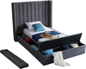 Joanne Twin Bed In Grey Velvet