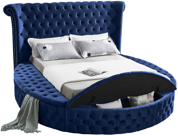 Lorena Full Bed In Navy Velvet