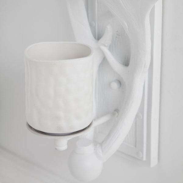 Rockland 8x19.5 White Resin Antlers Wall Sconce